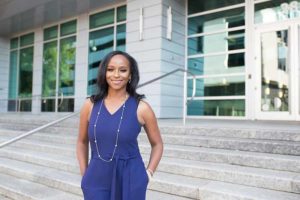 Diane Littlejohn standing outside of a courthouse in Raleigh, NC